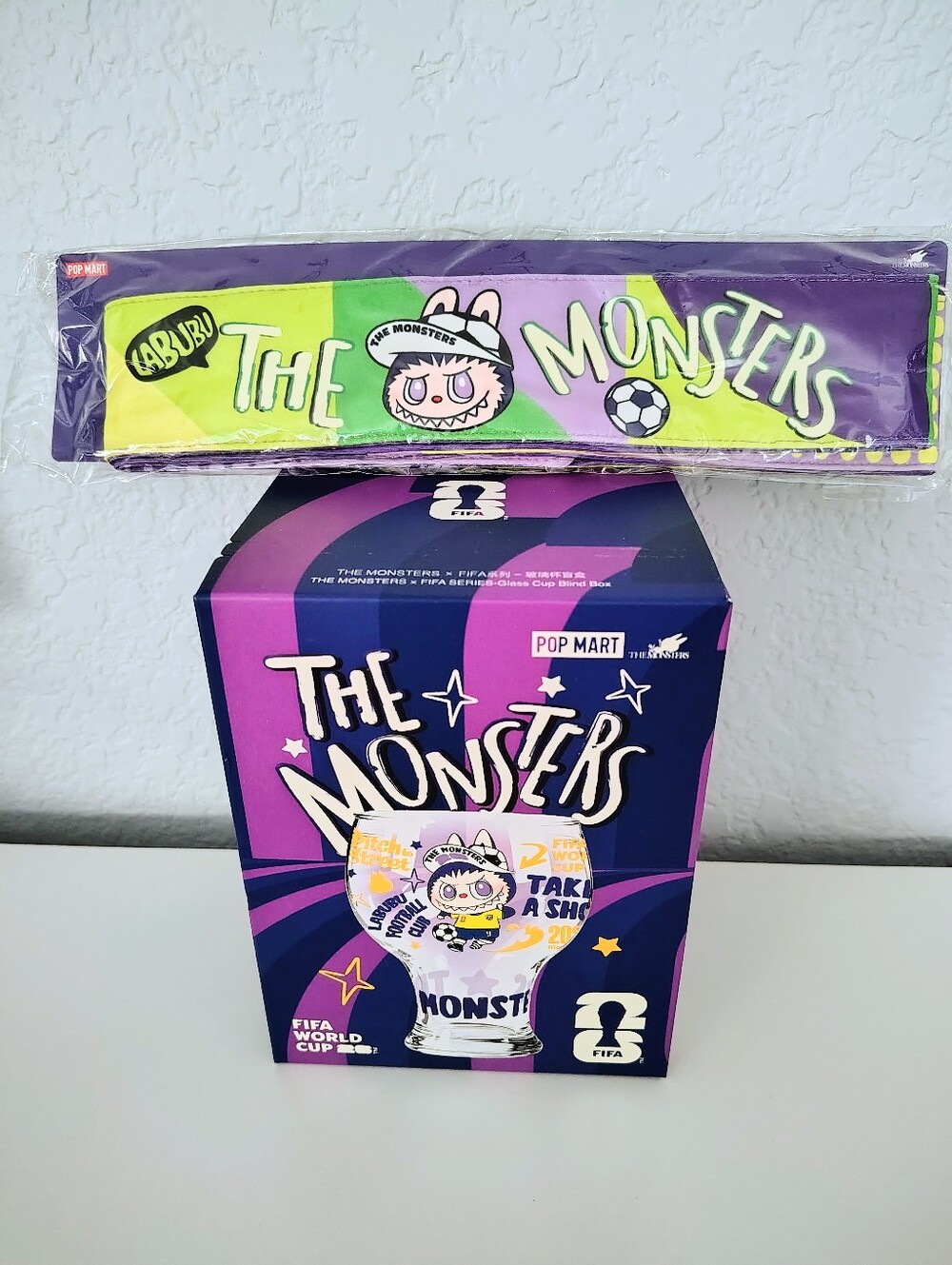 Limited Edition FIFA THE MONSTERS Labubu Glass Cup Blind box & Hairband